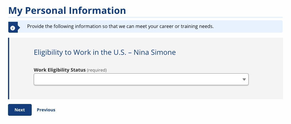 Eligibility to Work in the U.S. screenshot