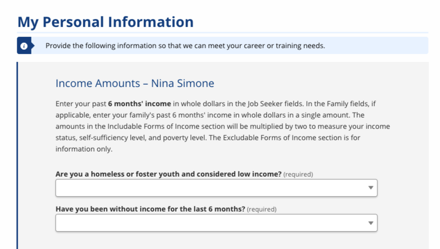 Income Amounts screenshot