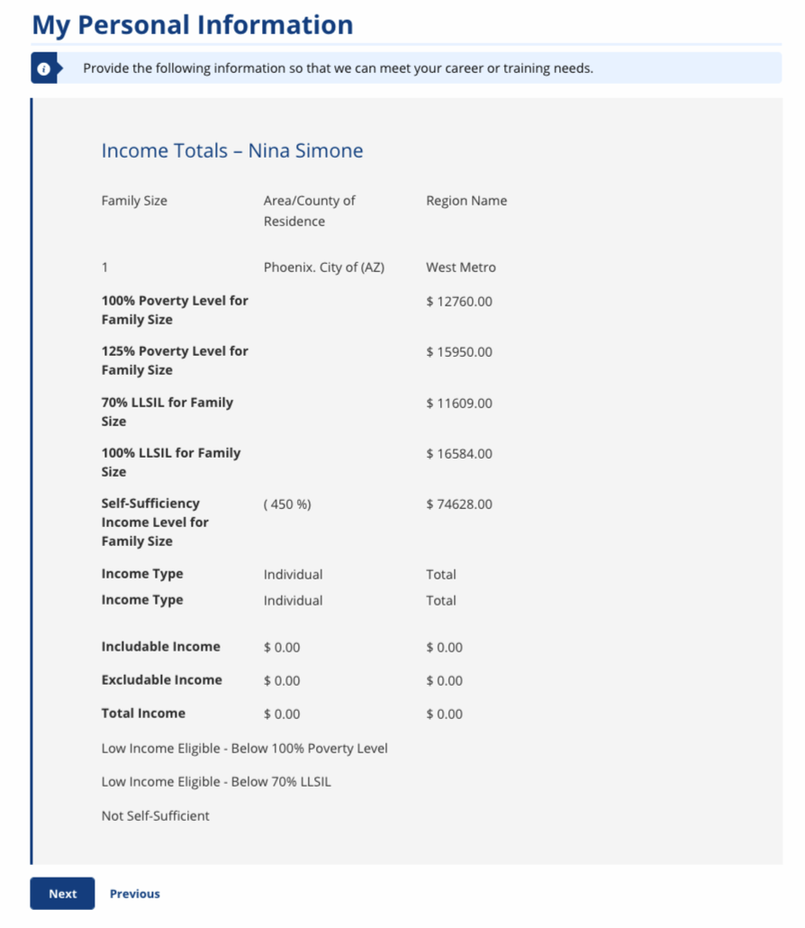 Income Totals screenshot