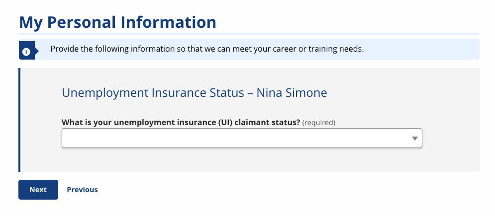 Unemployment Insurance Status screenshot