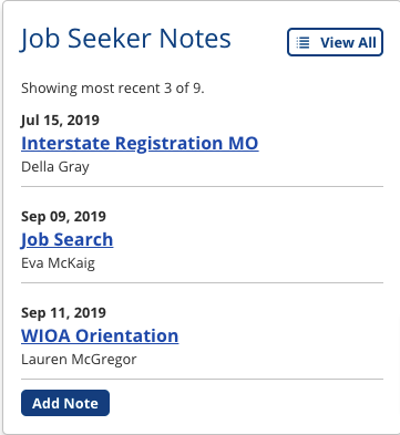 Job Seeker Notes on Cae Details screenshot